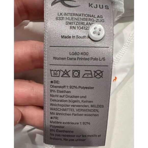 KJUS Women’s Size 38 Dana Pointed Long Sleeve Polo Shirt White Orange READ - Picture 6 of 11